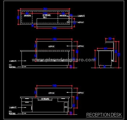 Reception Desk Design in AutoCAD- Free CAD Block